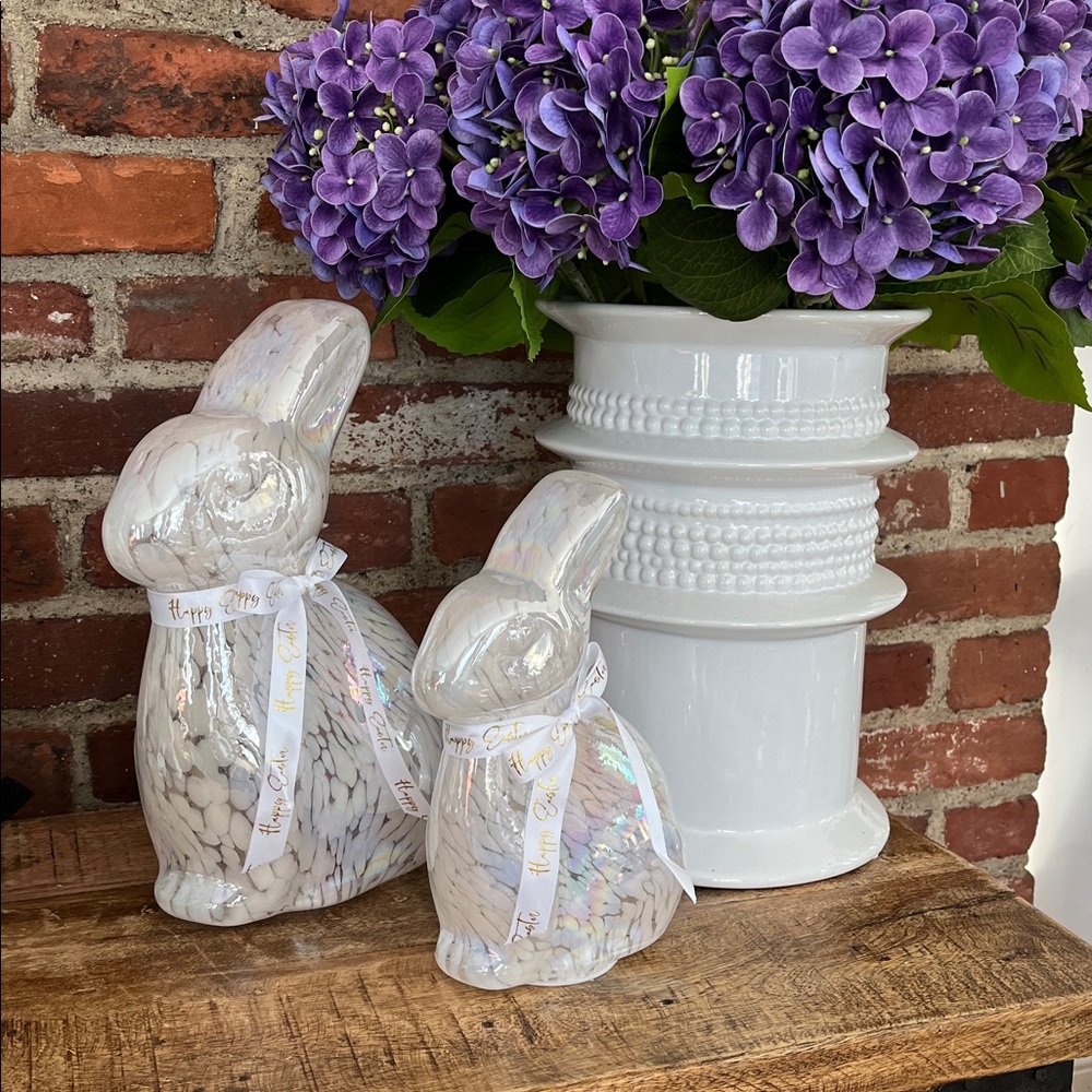 Iridescent Ceramic Bunny Figurines